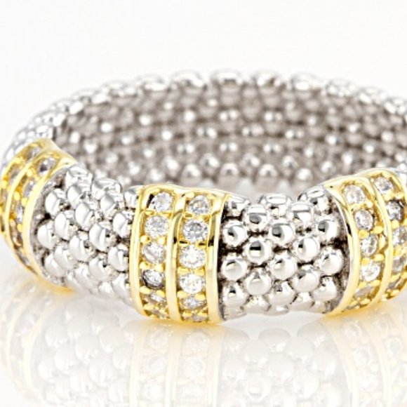 JTV - Bella Luce White CZ Rhodium & 14KYG Over SS - Picture 1 of 4